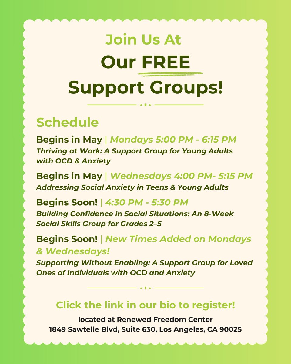 DrJennyYip's tweet image. Support for families and loved ones is not secondary to treatment; it is essential to long-term recovery. This collaborative, compassionate, and skills-based approach is central to the work we do at @renewedfreedomcenter. #OCD #Anxiety #MentalHealthHelp