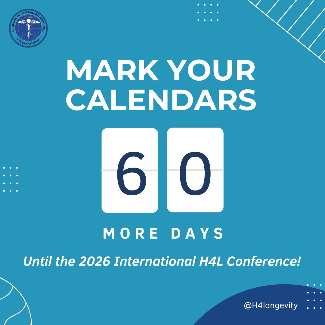 H4Longevity's tweet photo. Only 60 days until the Health for Longevity Conference 2026!  

Join clinicians, innovators, and thought leaders in Edmonton for three days of cutting-edge insights on healthspan, prevention, and performance.  

🎟 Register: https://t.co/1zIpWIzfsa
Use code H4L-YEG for 25% off! https://t.co/Xx5v2ebQA7