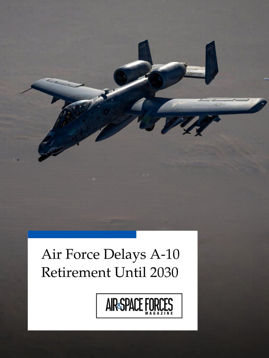 ASForcesMag's tweet image. The service has tried to wind down its fleet of A-10s for years, arguing that the aircraft isn’t survivable in the high-end conflict that it expects to face in the future.
MORE: airandspaceforces.com/air-force-dela…
#AirForce #Airman