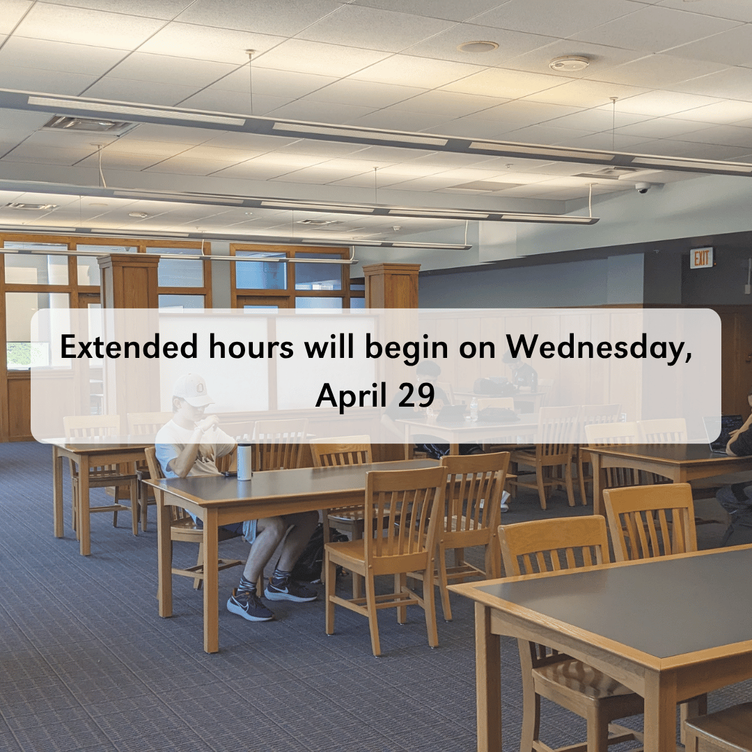 unolibraries's tweet photo. With prep week and finals week approaching, we will have extended hours to help you finish out this semester strong! The hours start on Wednesday, April 29th. We'll also have some fun De-Stress Fest activities. View the extended hours schedule: https://t.co/wRmDykjOZq https://t.co/iudssdGyHJ