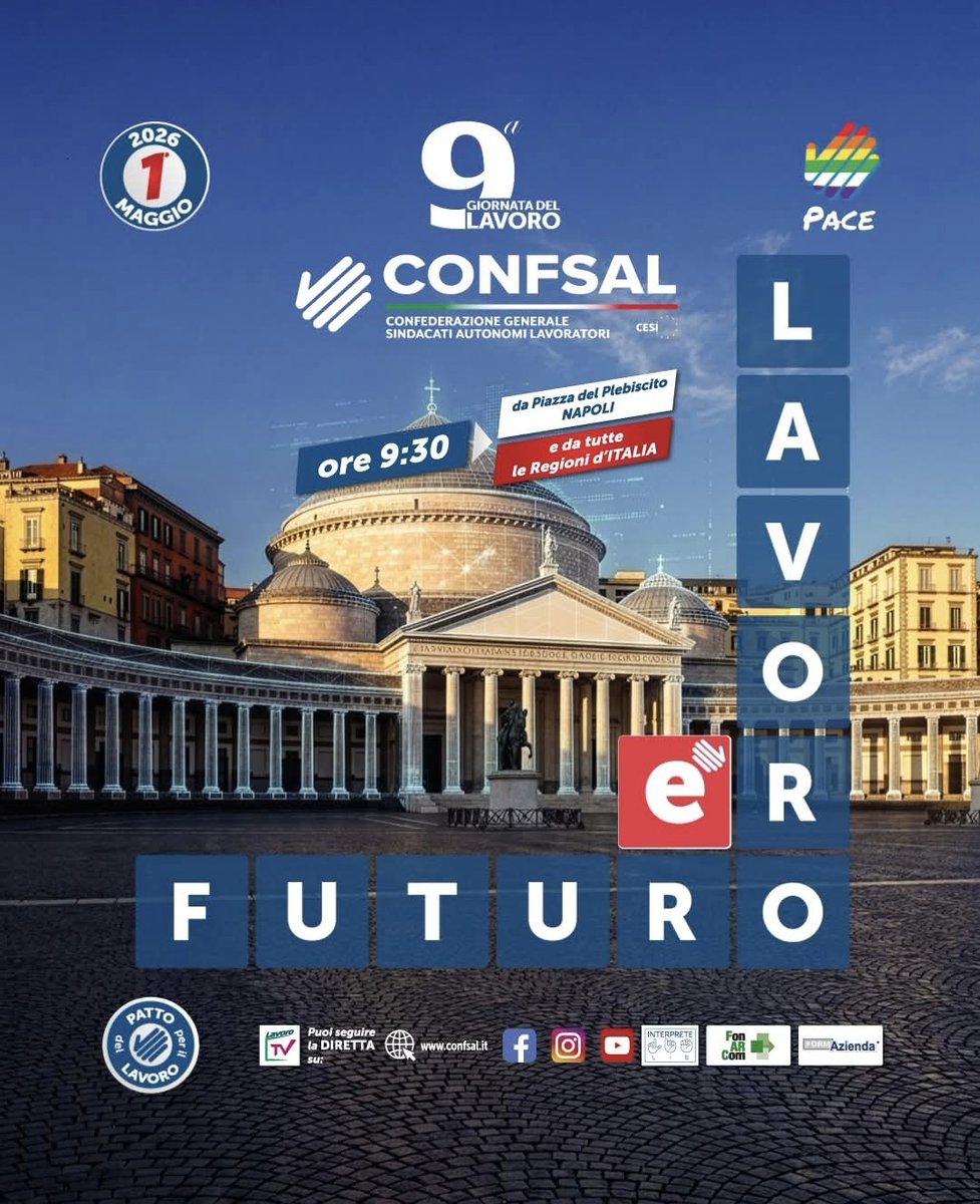 Valitutto_'s tweet image. Il nostro 110 Maggio è diverso. Vieni in Piazza del Plebiscito a Napoli. Noi siamo la Confsal il Sindacato dei lavoratori liberi e indipendenti. #1Maggio #Confsal #Napoli #FestadelLavoro #Lavoro