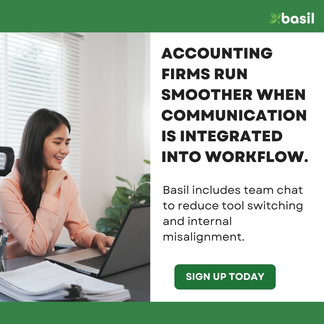 Top accountants choose accounting software that keeps conversations, tasks, and workflows in one place—reducing confusion and boosting team productivity.

Signup for Basil: hubs.li/Q04dmd3R0

#Accountants #AccountingSoftware #CPA #Bookkeepers #TeamCollaboration
