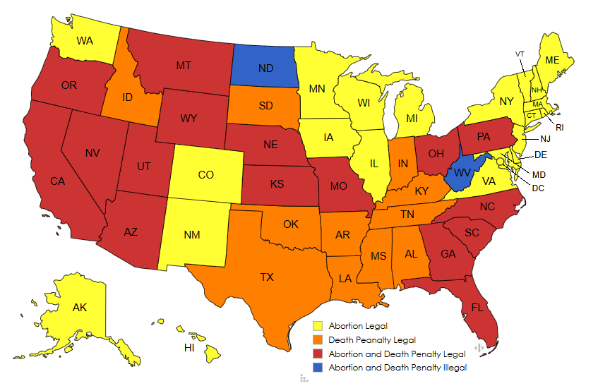 ProLifeLGBTQ's tweet photo. Only two states, North Dakota and West Virginia, have banned abortion from conception and abolished the death penalty. Meanwhile, sixteen have kept the doors of both abortion centers and death row open. A culture of death has plagued our society for far too long. It ends with us. https://t.co/LFiHVMMMB3
