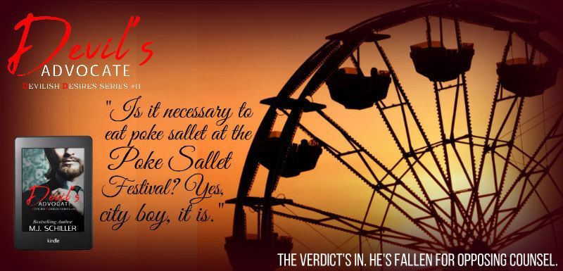 mjschiller's tweet image. “On top of the rides and booths here, there’s music, a run, a car show…” Someone walked by with an iguana in a T-shirt and hat, “…pet show, Poke Sallet Idol, wrestling…”

The verdict's in. He's guilty of falling for opposing counsel.

books2read.com/DevilsAdvocate…

#Romance #Kindle