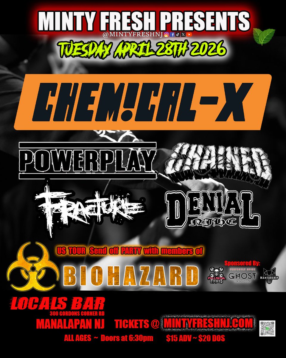 MintyFreshNJ's tweet image. Come watch a great show and hang out with the guys from Biohazard before they embark on their month long tour with @sepultura, @exodusbandofficial and @tribalgazetx .

Advance tickets are still available at mintyfreshnj.com

#nyhc #njhc #pahc #njheavymetal #biohazarddfl