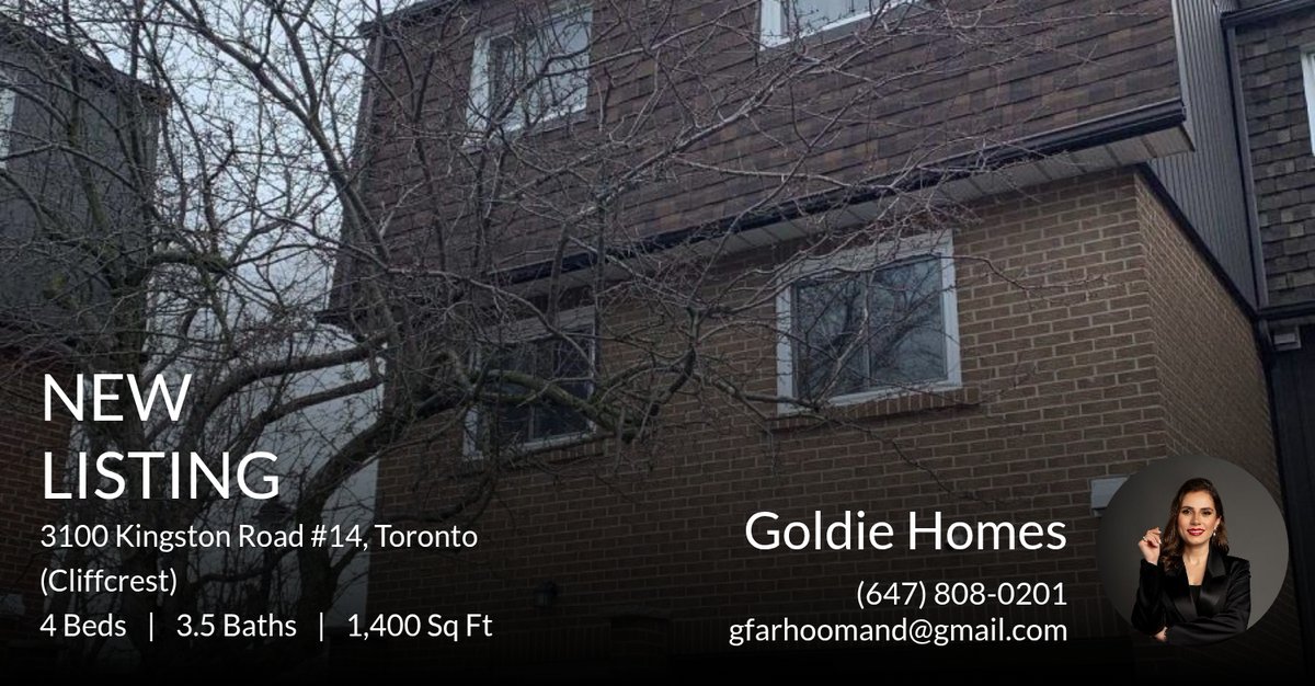 dishgolism's tweet photo. 🚨NEW LISTING 🚨

Take a look at this new property that just hit the market located at 3100 Kingston Road #14 in Toronto (cliffcrest).

Goldie Homes
💭 Thinking of selling? Visit https://t.co/F7928Jl8df
Or Contact Me Directly At:
... https://t.co/QNbzf5zN1z https://t.co/en5Wp0CsDx