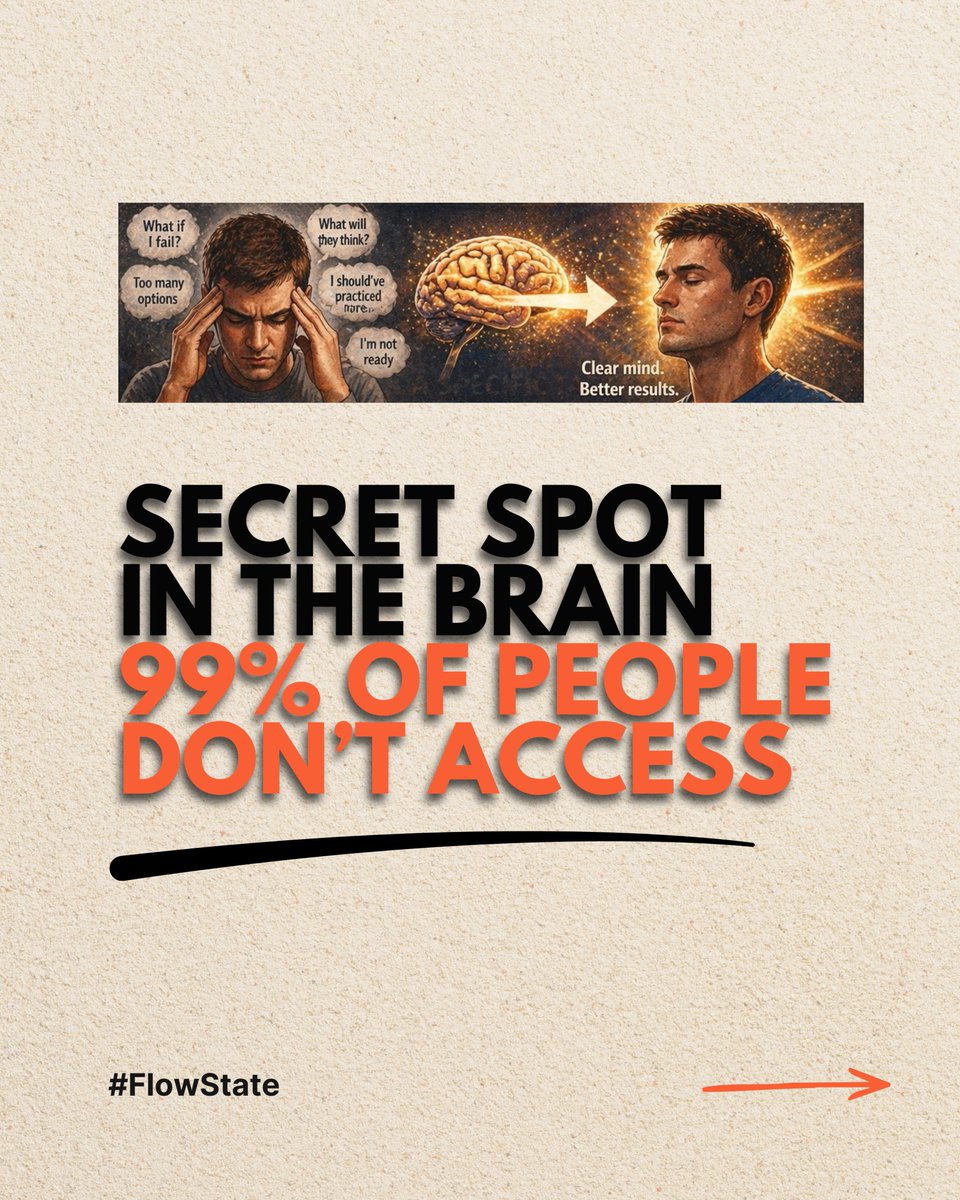 DavidNurseNBA's tweet image. The secret: Transient Hypofrontality

Less thinking.
Less doubt.
More performance.
That’s flow.
Save this.

#flowstate #focus #mindset