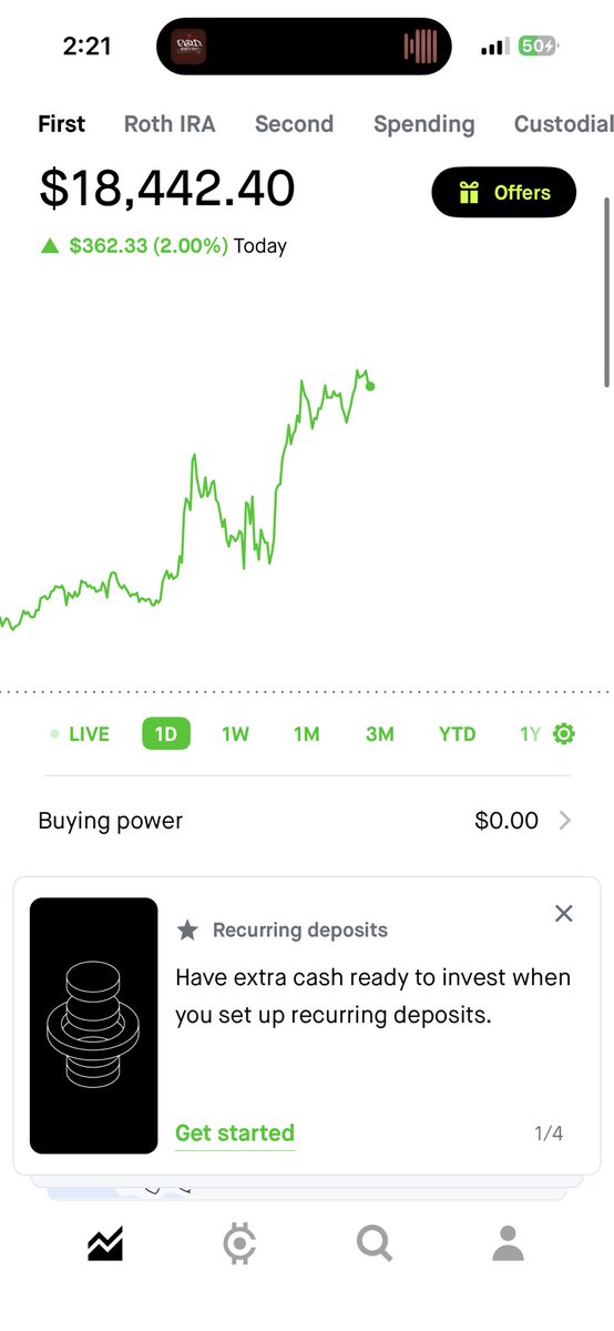 OmarFinance2's tweet photo. Nice recovery from Yesterday, bought some $HOOD https://t.co/S2hZIJkwxw