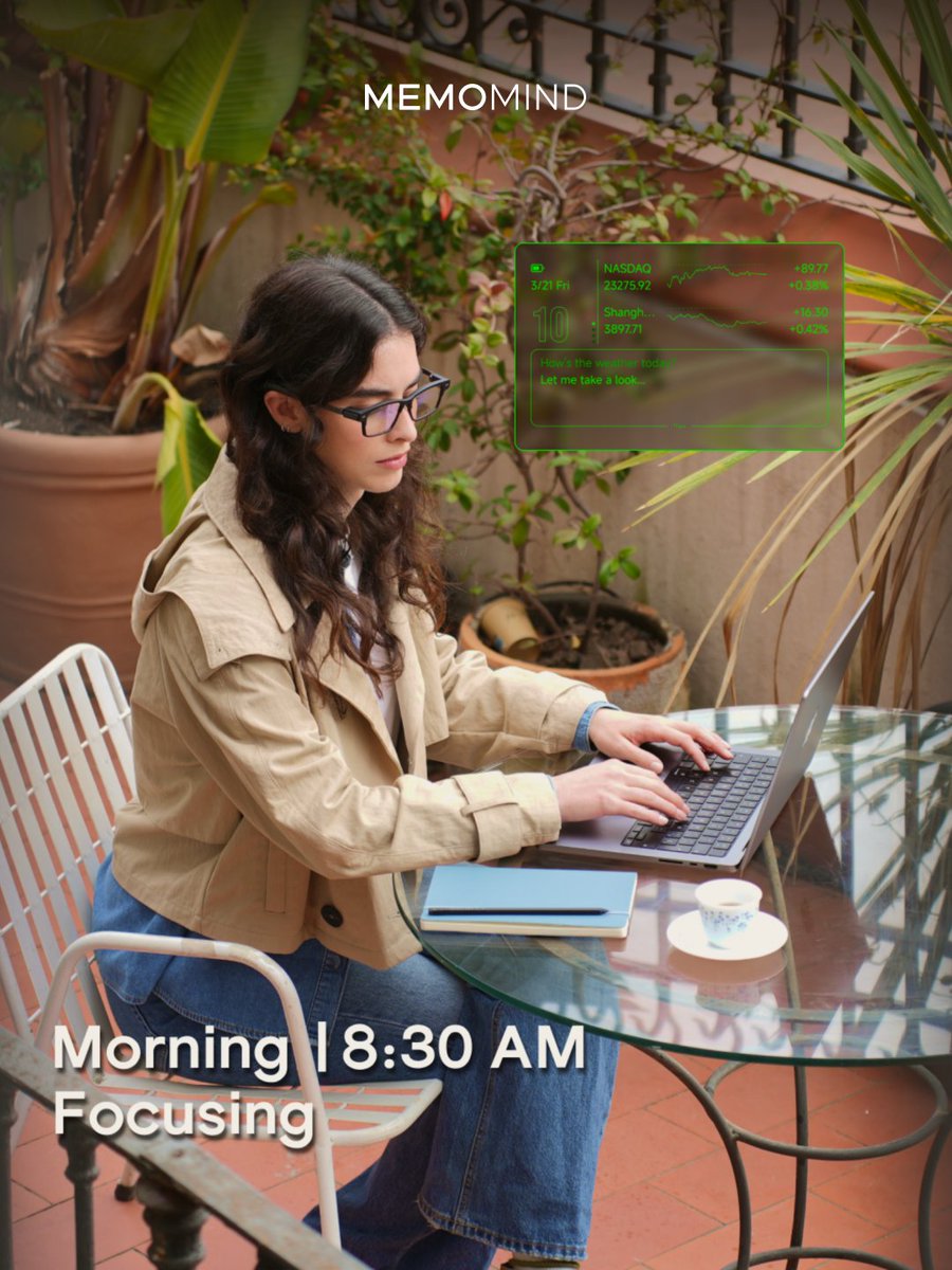 MemoMindLabs's tweet image. Your whole day, one pair of glasses. Four moments where having the right answer in your line of sight changes everything. Our Kickstarter goes live on May 28, deposit page coming soon! #SmartGlasses #Kickstarter