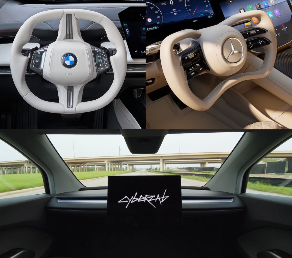 niccruzpatane's tweet image. While Legacy Auto is finding new ways to reinvent the steering wheel, Tesla is removing them.

Autonomy is here.