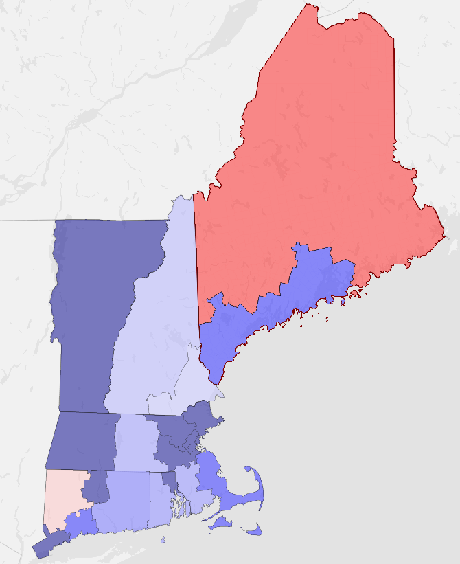 So to put a pin in the New England gerrymandering discussion - in a take that will likely please nobody:
1) New England is gerrymandered
2) The effect of this is pretty minimal

If you redraw every state you can get 5 more competitive seats (2 in CT, 2 in MA, 1 in RI). BUT...