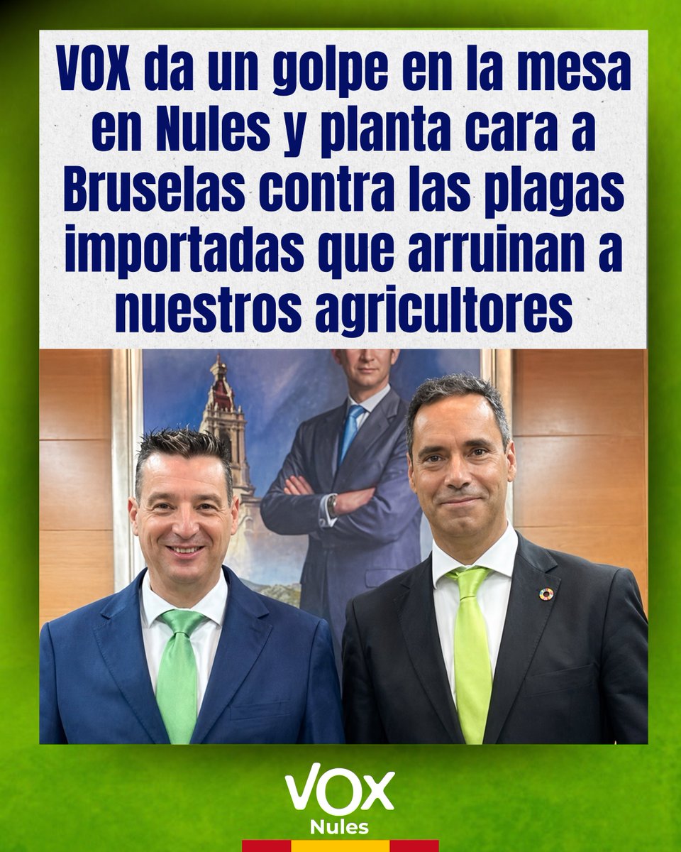 CastellonVox's tweet photo. 💪🏻🇪🇸 VOX planta cara a Bruselas desde #Nules.

Basta de #plagas importadas 🐛 que están arruinando nuestro campo y a nuestros agricultores. 

Exigimos que Diputación, Generalitat y Ministerio se retraten de una vez por todas: o defienden a nuestros agricultores o siguen siendo cómplices.

¡No nos rendimos! Siempre al lado de nuestros citricultores y de nuestra #naranja. 🇪🇸🚜 🍊

👉🏻 https://t.co/G2l2nGKBjS