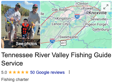Capt_Billy_TN's tweet photo. This is awesome!  I just made it to 50 5.0 reviews on Google for my fishing guide service!  Huge THANK YOU if you ever left me a review on my Google business page! #guidelife https://t.co/fke7a95KfO