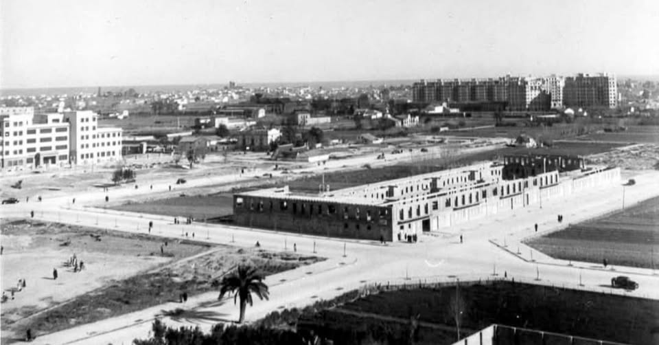 València, any 1955. Vista del Passeig al Mar, actualment avinguda de Blasco Ibáñez, a l'altura del carrer Rodriguez Fornós (font: Fundación Goerlich).