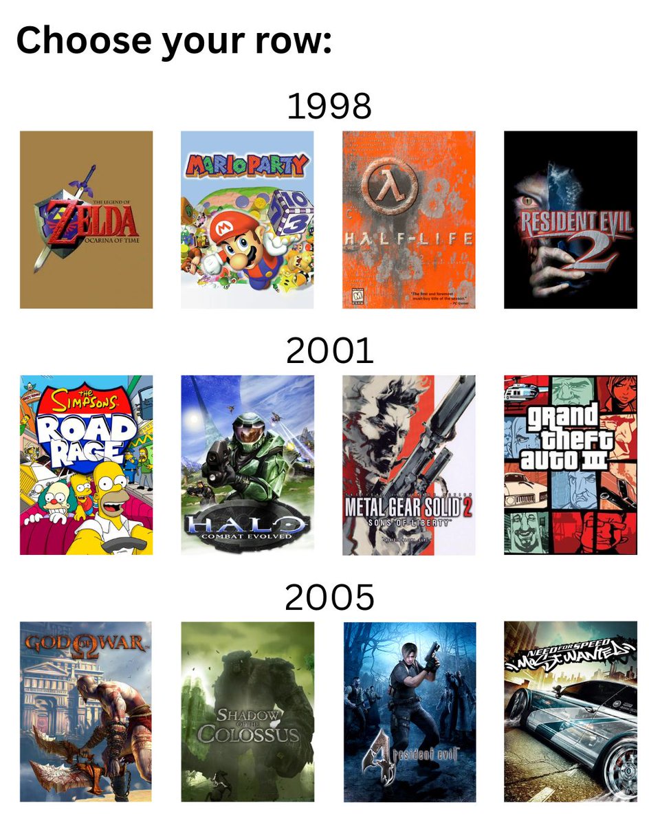 DKOldies's tweet image. Which year are you picking?
.
.
#retrogaming #1998 #videogames #2001 #pickone #2005 #dkoldies #chooseone #foryou