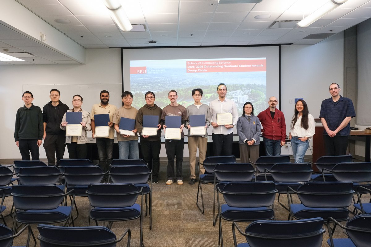 SFU_CompSci's tweet photo. Congratulations to the winners of the Outstanding Graduate Student Awards!  

We are proud to recognize and celebrate the exceptional graduate students who have made a positive impact in the School of Computer Science through their teaching, leadership, and research. https://t.co/EE8BedoSJg