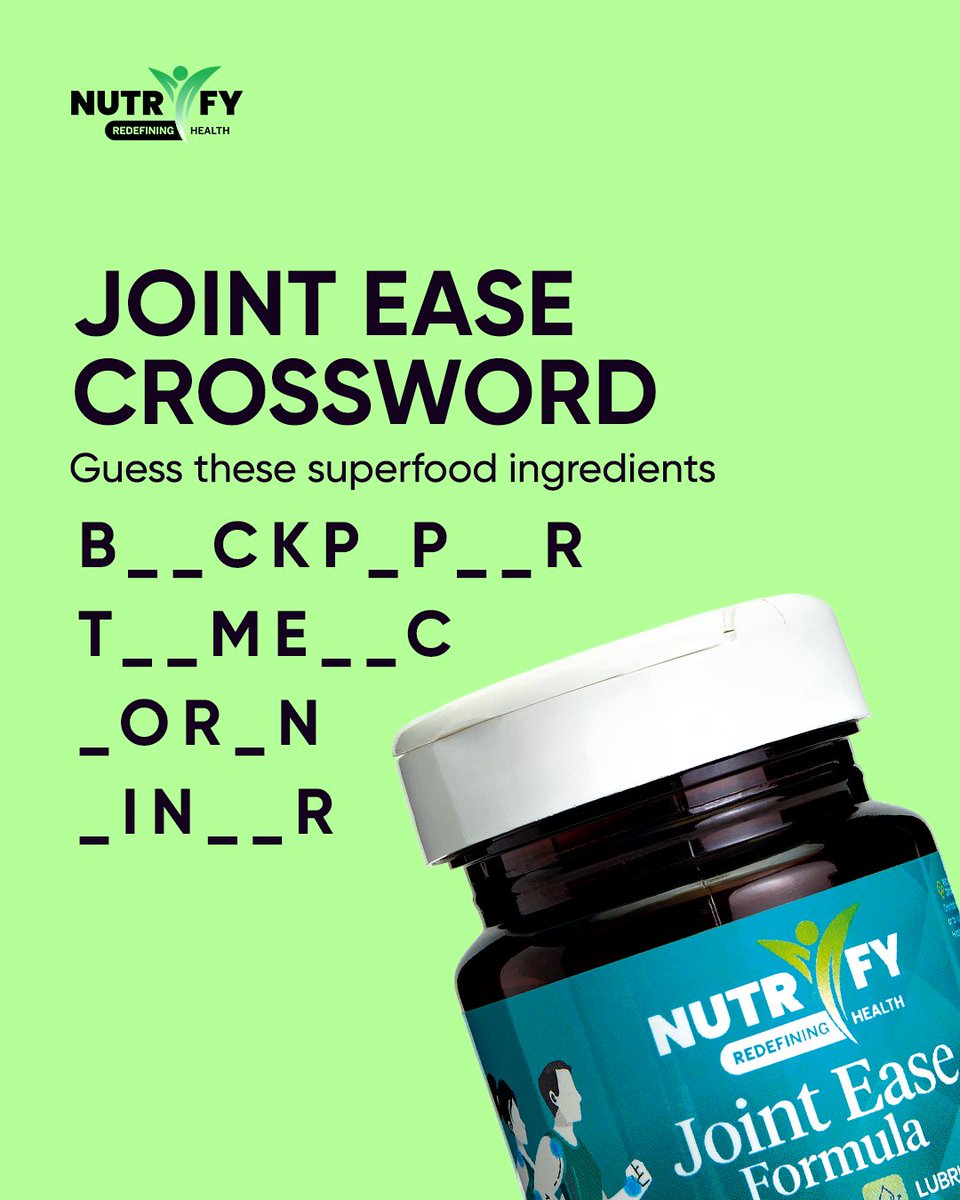 Nutrify Friday Game Time!
Can you guess these Superfood ingredients packed in the Nutrify Joint Ease Formula?
Comment your answers below!

For higher chances to win:
✅ Tag 3 friends in the comments
✅ Like and interact with our other posts

#nutrifyNigeria #redefininghealth