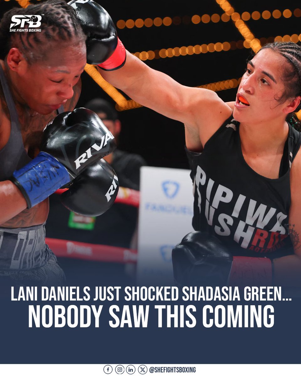 shefightsboxing's tweet photo. Major upset in women’s boxing 🥊

Lani Daniels defeats Shadasia Green in a result that surprised everyone.

Coming in as the underdog, Daniels delivered when it mattered most and secured a huge win on the big stage.

#UKBoxing #WomensBoxing #BoxingNews #shefightboxing #SFB https://t.co/PMVDnVQx8q