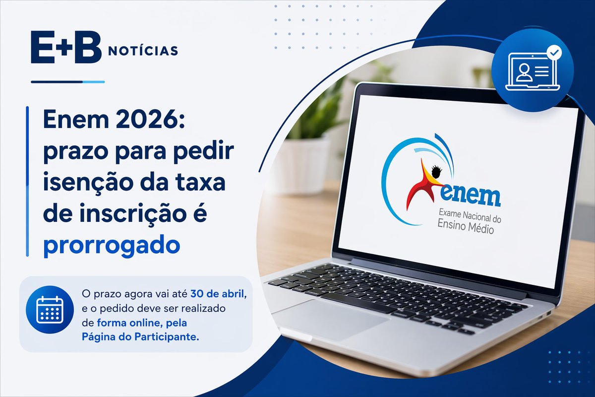 EducaMaisBrasil's tweet image. 📢 Atenção, candidatos! O #MEC atualizou o cronograma da isenção do #Enem 2026.🗓️ Prazo para solicitar isenção e justificar ausência: até 30/04
 📊Resultado: 13/05
 🔁Recursos: 13 a 19/05
 ✅Resultado final: 25/05
#Enem2026
Saiba + shre.ink/7Em9