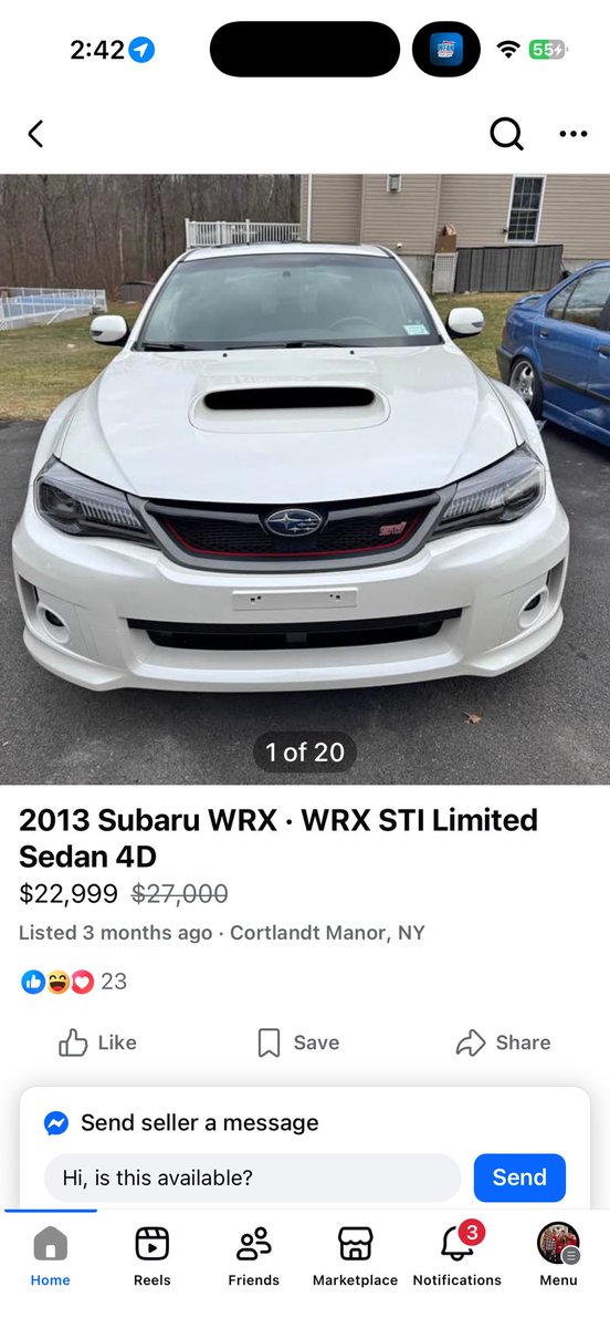 My son Matty is selling his Subaru WRX STI Limited Sedan 4D

If interested please feel free to message him directly 

facebook.com/share/1QbMNscx…