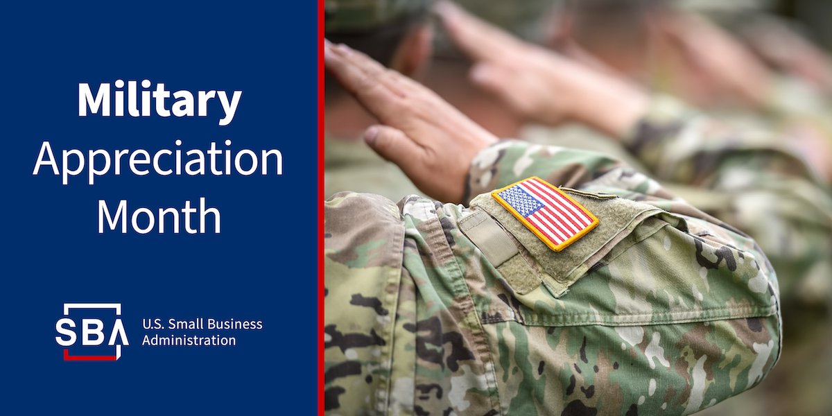 B2BRR's tweet photo. 🎖️This #MilitaryAppreciationMonth, we honor the service of our nation’s heroes, both in the military and at home. @SBAgov supports #veterans and #milspouses in starting or growing a #VetBiz with resources like loans, training, &amp; mentorship.

Learn more: https://t.co/m3DB1ipHpd https://t.co/aH2DmqzfOV