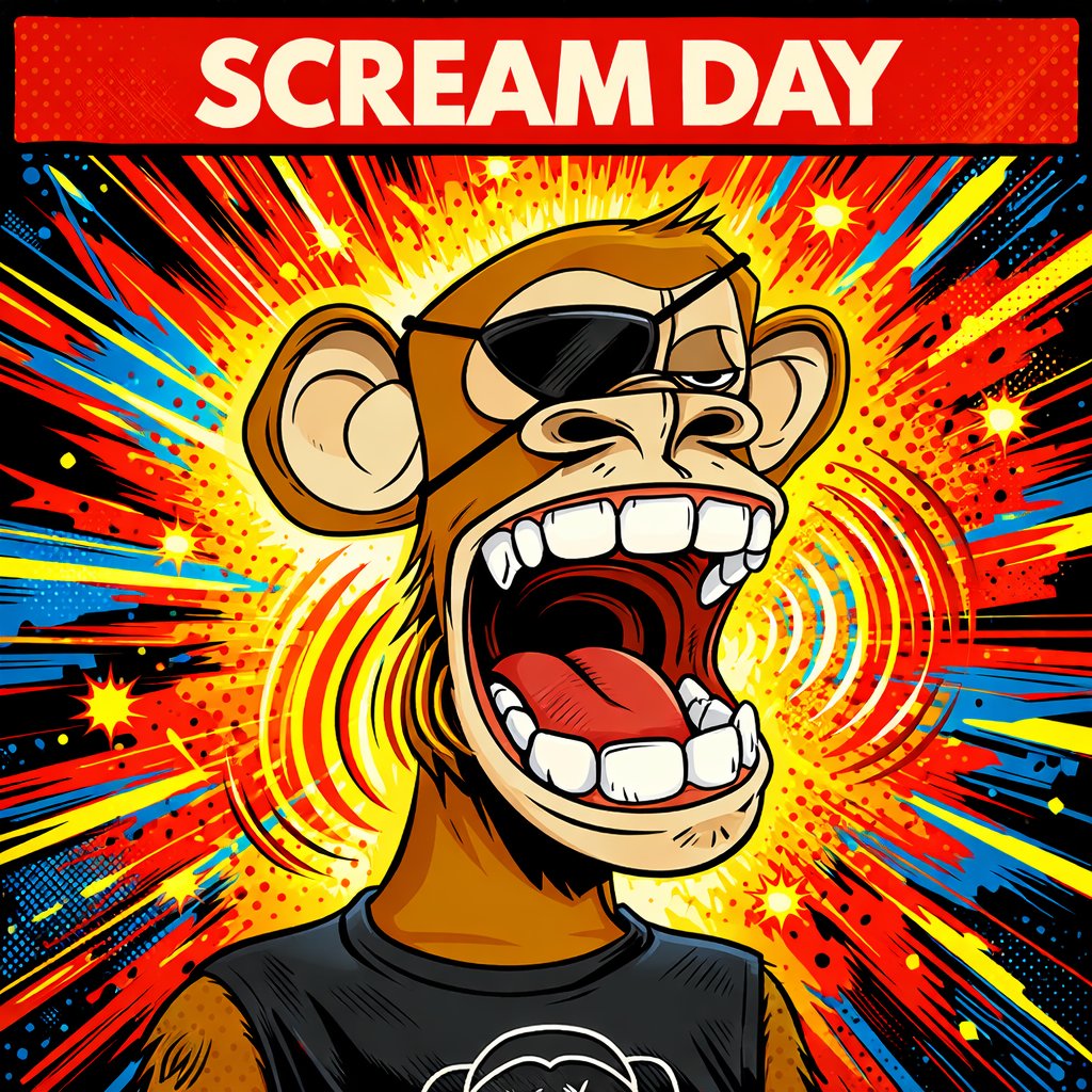 mgmm's tweet photo. GM.
Itโs Scream Day.
Whether itโs joy, frustration, or just vibesโฆ let it out.
#ApeDayDiaries #ScreamDay https://t.co/MJyicdKk9y