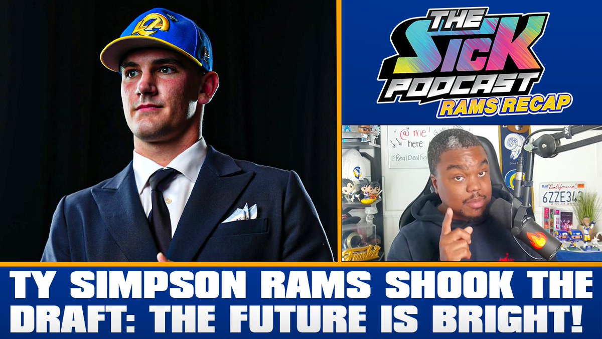 sickpodrams's tweet photo. 🚨New Episode🚨

@RealDealFantasy breaks down the #Rams' controversial selection of quarterback Ty Simpson with the 13th pick of the 2026 NFL Draft!

Full pod👇
Watch: https://t.co/GXBhfKYlZR
Listen: https://t.co/CmE9e3ImVC

#RamsHouse #thesickpodcast https://t.co/8NWlUsNtzN