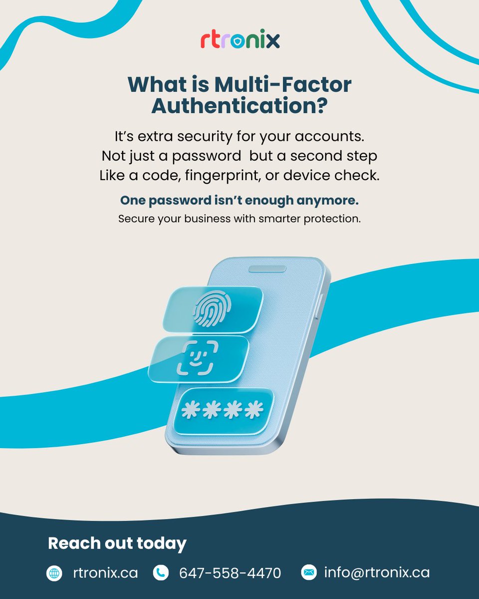 rtronixsolution's tweet image. Your password isn't as safe as you think. 🔓 

Hackers crack them daily. Stop leaving your digital front door wide open and add an unbreakable second lock to your accounts with MFA. 

Upgrade with rtronix today! 🛡️📱
🌐 rtronix.ca
📞 647-558-4470

#MFA #Rtronix