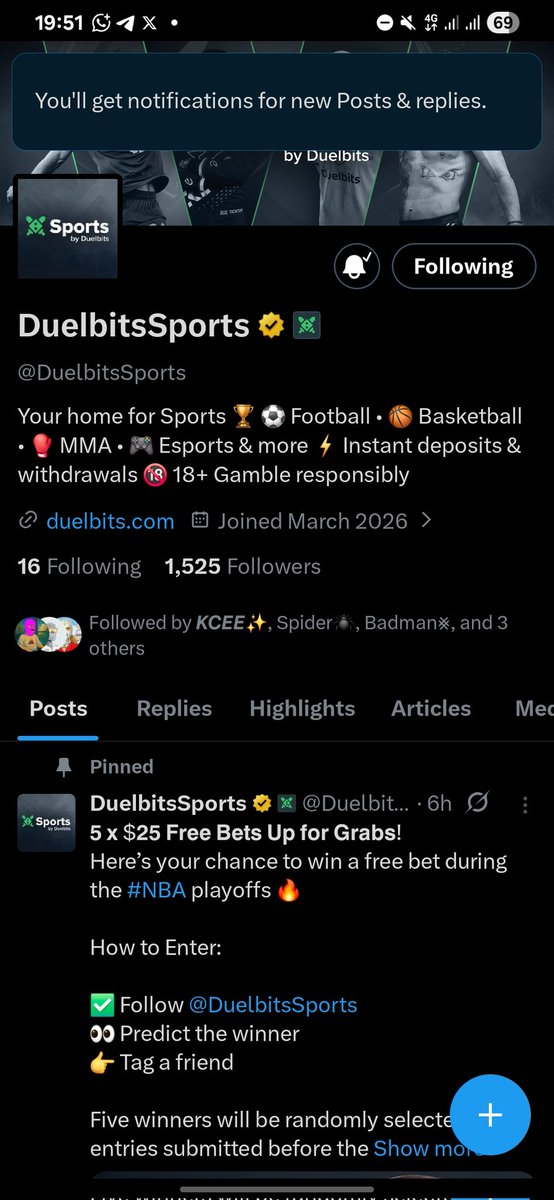 sniper5l's tweet photo. @DuelbitsSports Manifesting these win 🏆 
Bitz Id ✅️

76f364c5-66a5-4d10-bf7c-4c1145e8e33c

@Xtrade00 https://t.co/ahH5oJI5vo