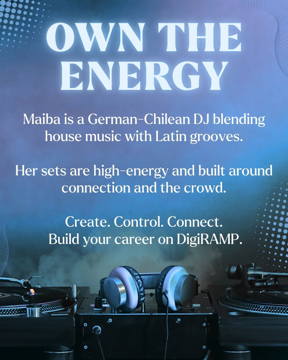 digiramp's tweet image. 🎤 DigiRAMP Creator Spotlight

Next up: Maiba. 
A German-Chilean DJ blending house music with Latin grooves, known for high-energy, crowd-focused sets.

Connect with more artists today!
🔗 digiramp.com
#DigiRamp #artistscommunity