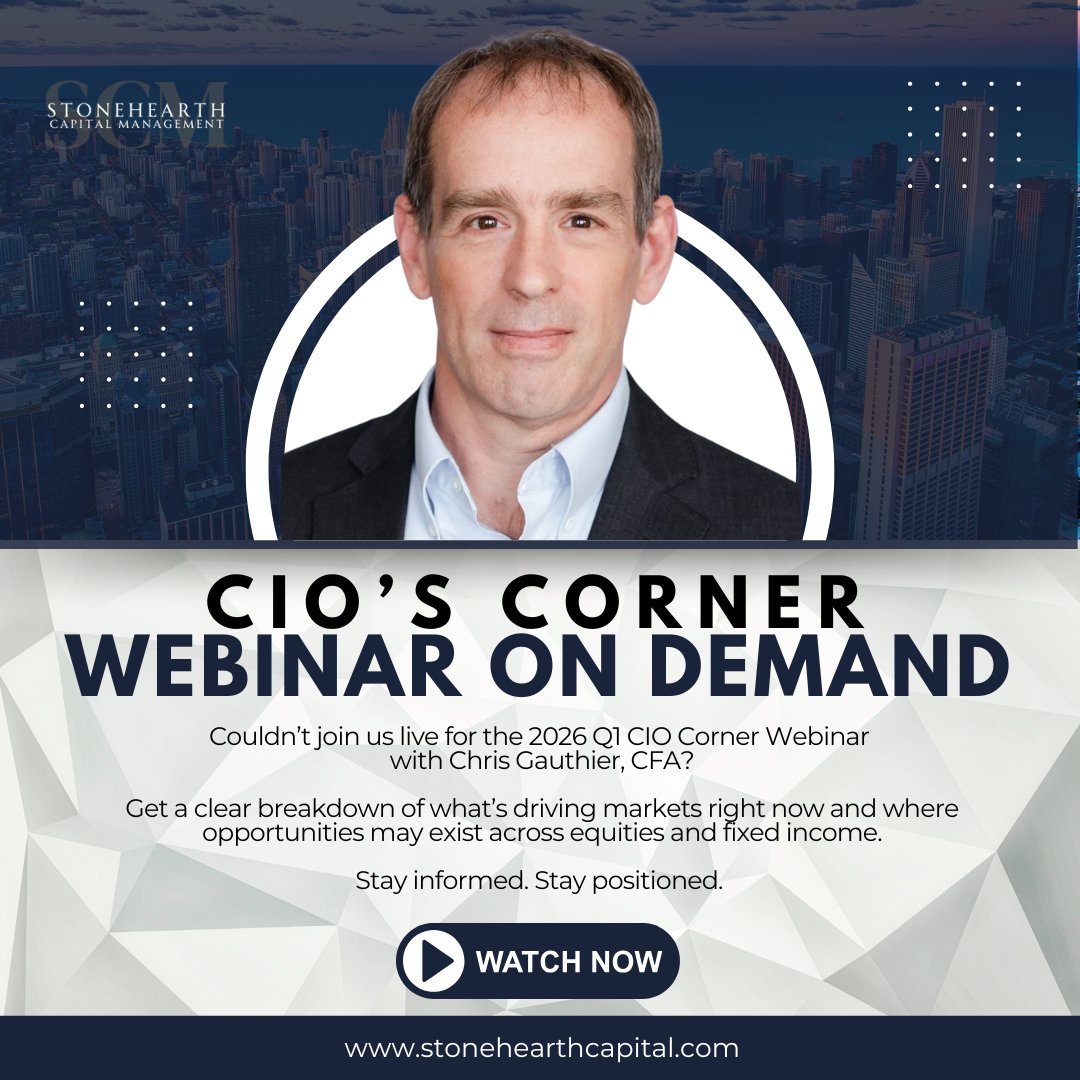 Stonehearthcap's tweet image. Missed our Q1 2026 Market Outlook webinar? It’s now available on demand. Get insights on market trends, inflation, interest rates &amp;amp; portfolio strategy to help you stay ahead in 2026.

🎥 Watch now: youtu.be/6dyBo2R0X2Q

#MarketUpdate #Investing #FinancialPlanning