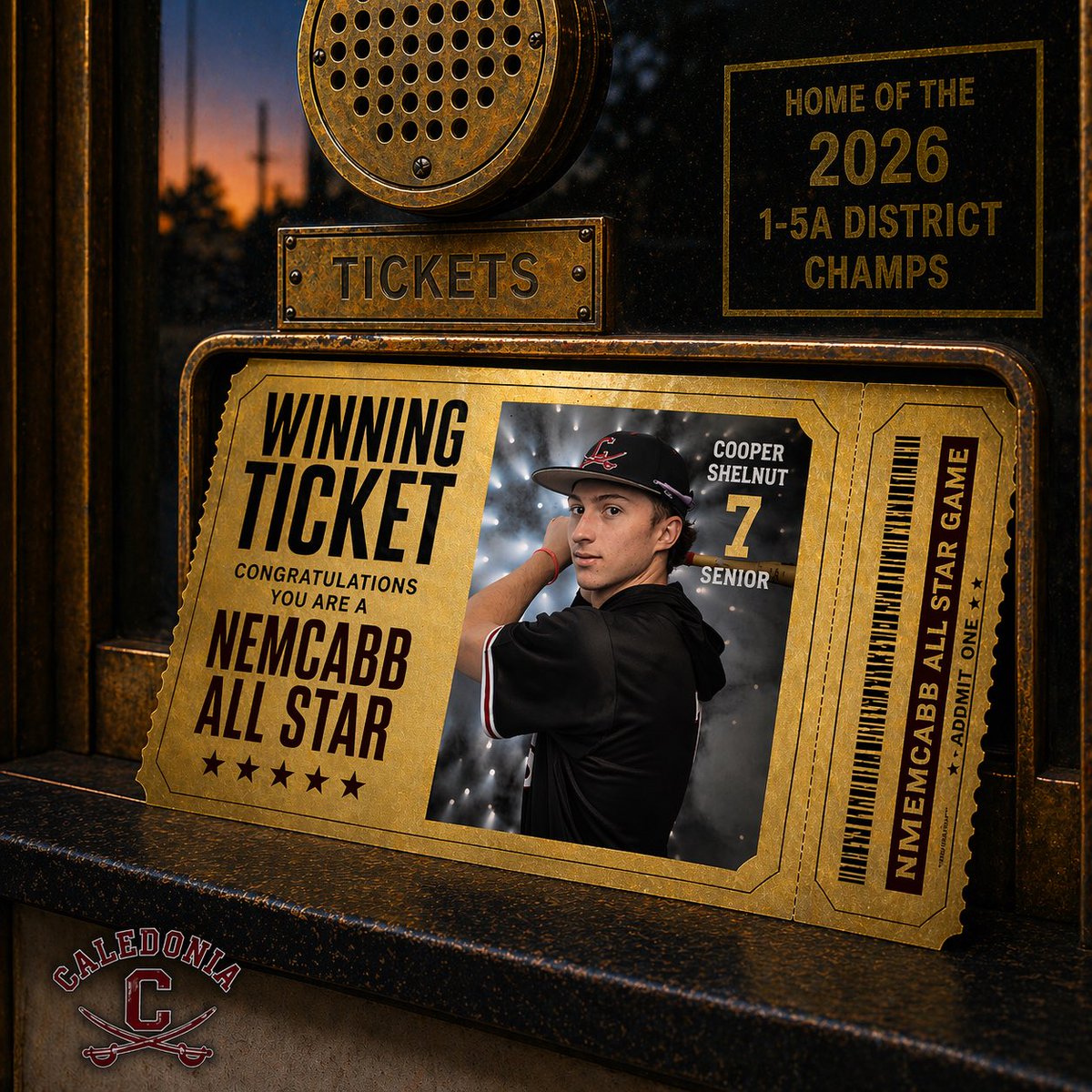 CaledoniaBB's tweet image. 2026 NEMCABB All-Star
#7 Cooper Shelnut⚾️⚔️
#AllStar #CHS #JobNotDone