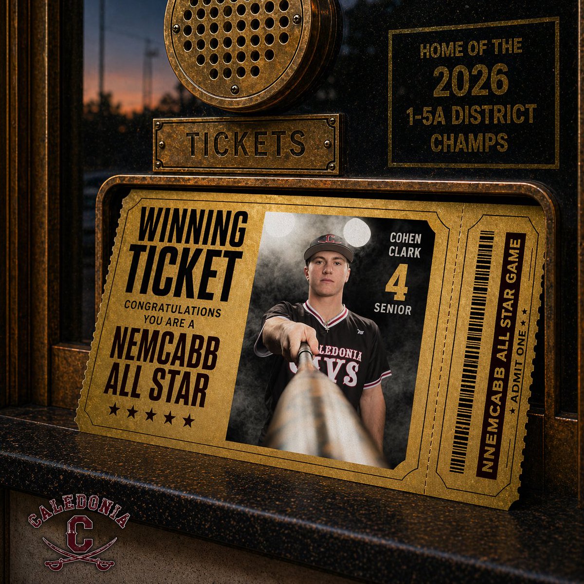 CaledoniaBB's tweet image. 2026 NEMCABB All-Star
#4 Cohen Clark⚾️⚔️
#AllStar #CHS #JobNotDone