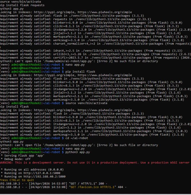 beastmodetech82's tweet image. Home lab update:

• VLAN 30 (IoT), VLAN 40 (AI), VLAN 70 (Servers)
• Portainer + Node-RED + MQTT stack
• Custom Flask API controlling automation
Next: physical robot integration 🤖
#homelab #cloud #devops #networking #iot #BeastModeTechLife
