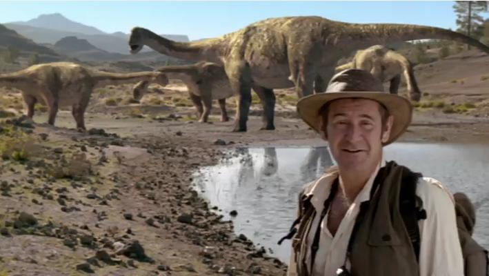 TheHannahcast's tweet photo. Chased by Dinosaurs shows Bartlett had range, as this had a more lighthearted tone in its score than the other Walking With scores, &amp; it completely works with the tone the show sets up, giving @Nigelmarven a great tune for his first prehistoric adventure.

https://t.co/c2XTyuG0ws https://t.co/7nJLvZLFDK