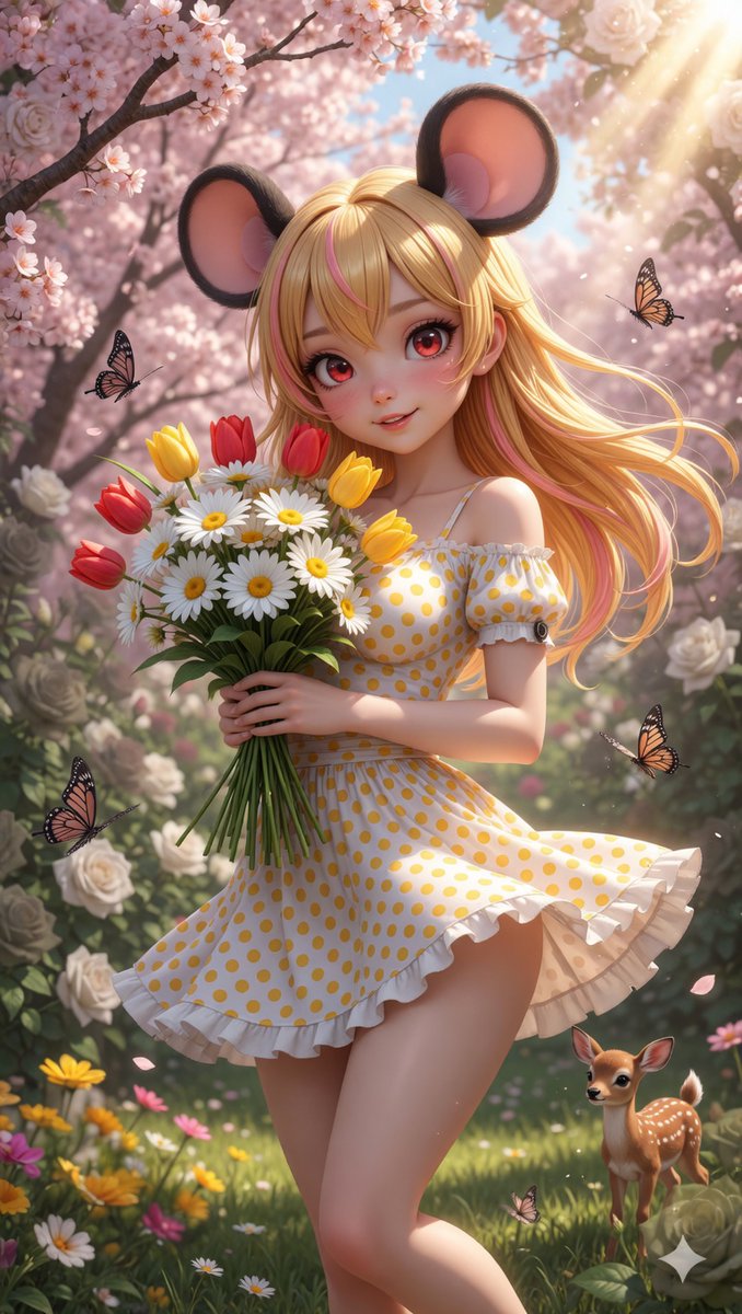 WaifuAI_Studio's tweet photo. Spring magic is in the air! 🌸✨ When nature awakens and everything blooms in the most beautiful colors, there's nothing better than a stroll through this little fairy tale forest. Who else would love to soak up the warm sunshine here? 🌷🦋
#SpringMagic #FairyTaleForest #FlowerGirl #SpringVibes