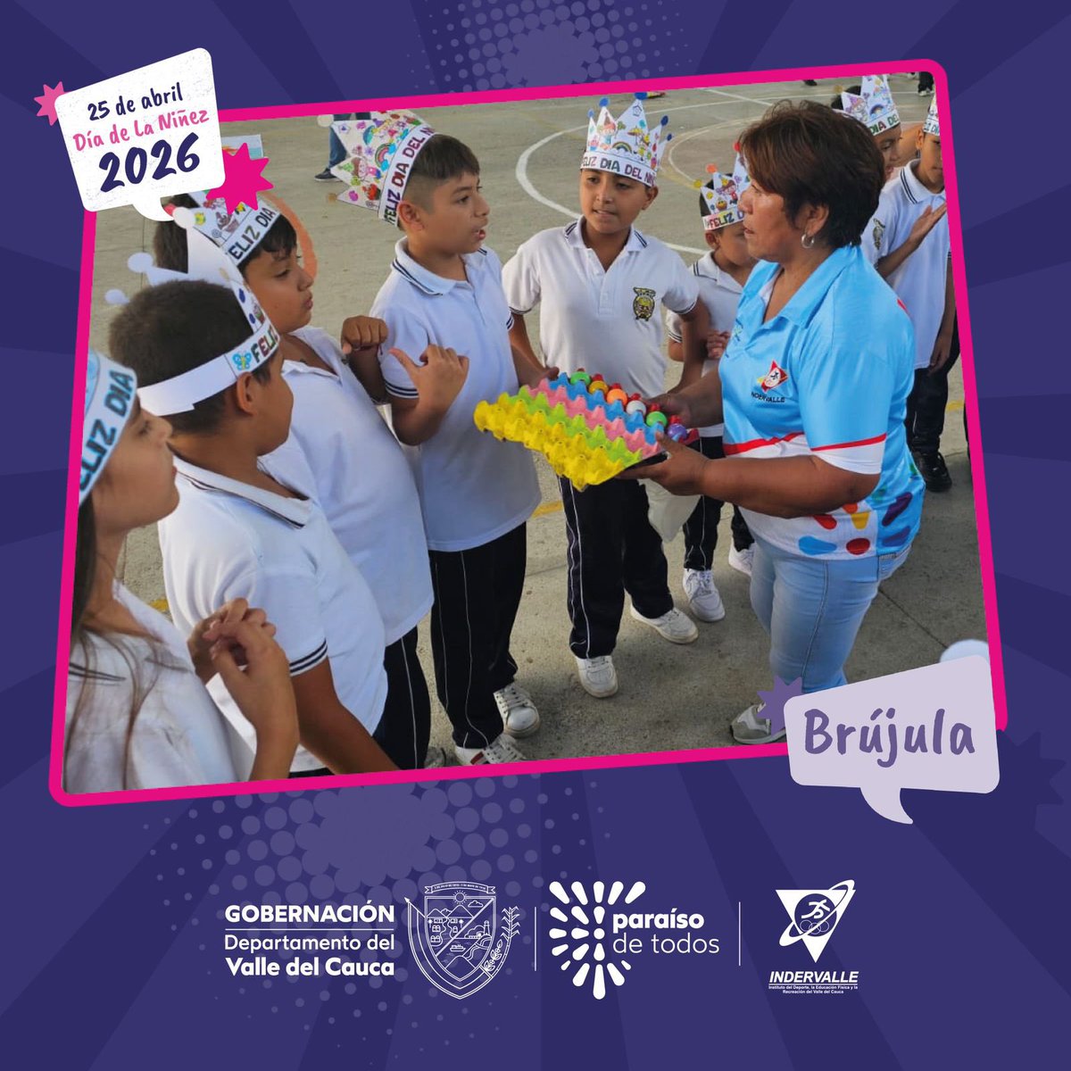 Indervalle's tweet photo. Hubo sonrisas que brillaban, juegos que no querían terminar y una imaginación que voló sin límites 🎨🪁. Porque cuando la Brújula apunta a la niñez, encontramos el tesoro más grande: niños felices, soñando y descubriendo el mundo 🌍👧🧒.
#SúmateJugando #DíaDeLaNiñez https://t.co/GfmvZynOVY