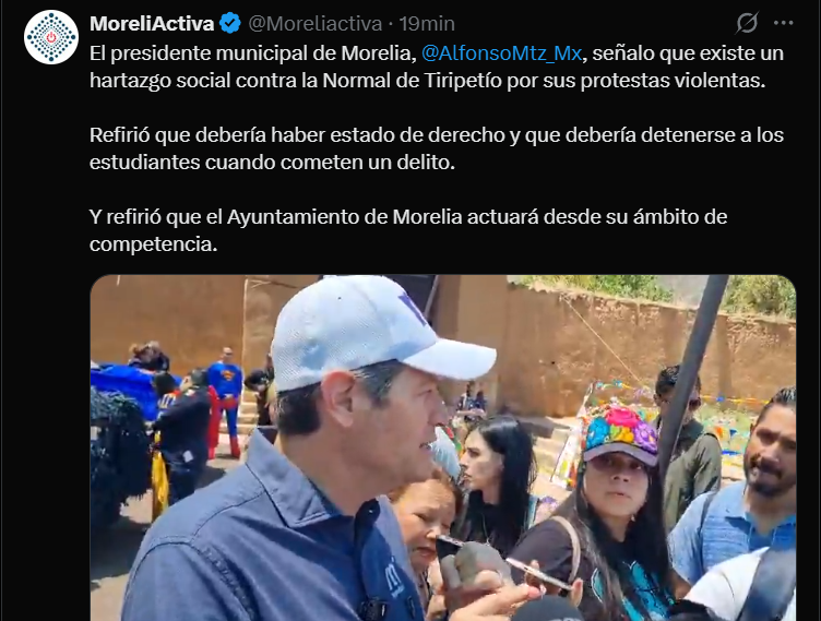 Las mayoría de protestas son en el Municipio de Morelia, los daños son a edificios de Morelia, Alfonso Martinez PRESIDENTE MUNICIPAL de Morelia tiene a la policía municipal a sus ordenes, nunca ha detenido a nadie.  Si no puede con una ciudad, menos podría con estado de Michoacán