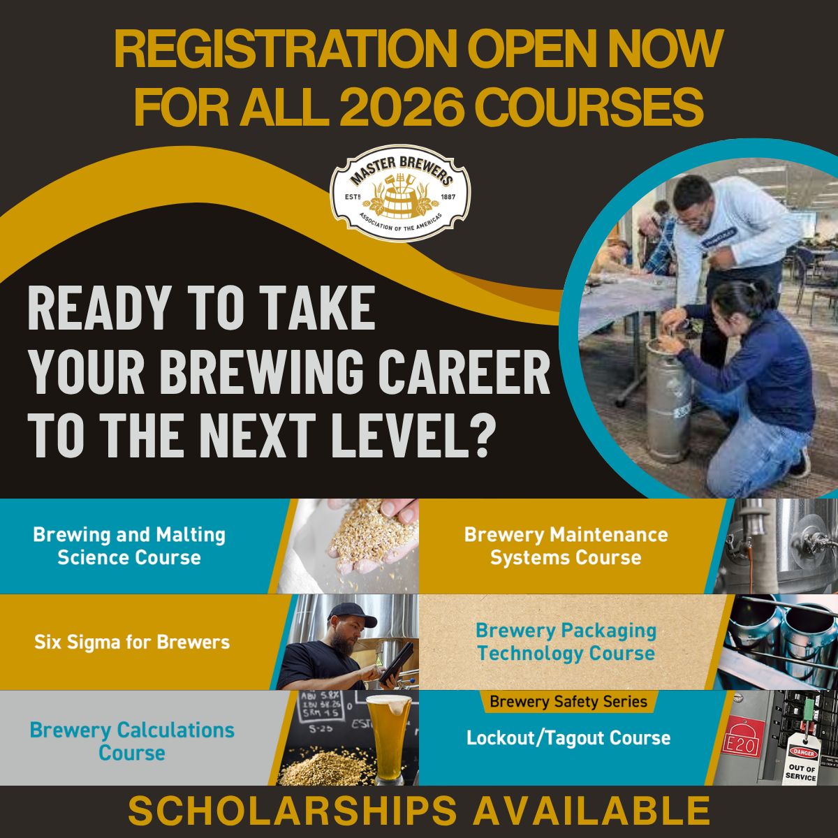 MasterBrewers's tweet photo. Whether you're looking to master the brewhouse, streamline your packaging operations, or dive into continuous improvement, we have a program built specifically for you.

Secure your spot, expand your expertise, and connect with fellow brewers. 
 https://t.co/1IT3h14WDn https://t.co/jCXrfuyDLV