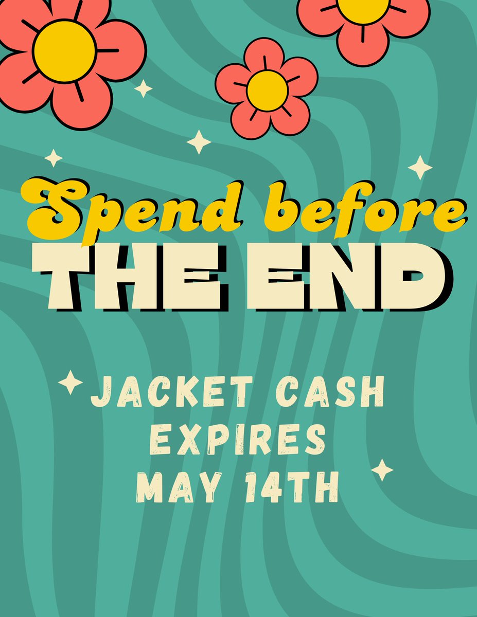 ChartwellsUWS's tweet photo. The end of the semester is almost here! Don't forget to spend your Jacket Cash before May 14th. We also accept donations towards the school food bank if you don't need anything from the store! https://t.co/dYKFJl625N