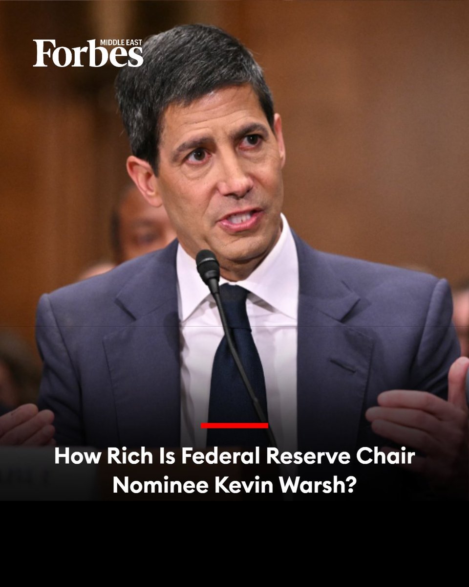 Forbes_MENA_'s tweet image. Kevin Warsh might become #America’s richest-ever Fed chair. He’s also married to a billionaire heiress.

#Forbes 

For More Details: on.forbesmiddleeast.com/a58498