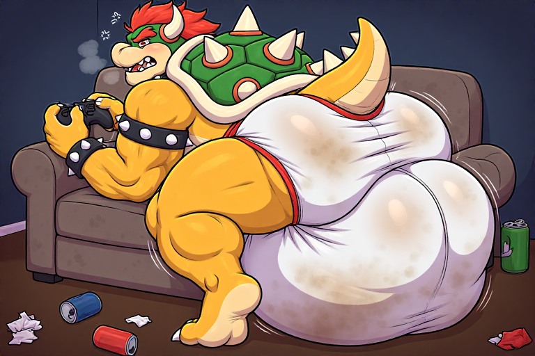 undiespiler711's tweet photo. Bowser so handsome, he can shit himself while gaming while losing no attractiveness #gayscat #poopingunderwear #underwearshit #soiling #messing #hypermessing #pantspoop #stainedundies #nsfw #bowser https://t.co/0kdYSZ6wMi