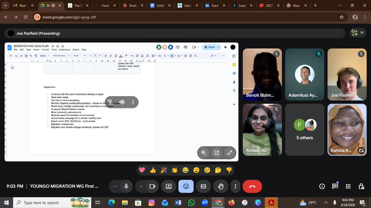 YOUNGOMIGRATION's tweet photo. Our first WG meeting was productive, insightful &amp; engaging ! 🙌 
We mapped our roadmap, set clear targets for the year, and gathered key recommendations for effective engagement &amp; inclusion. 

We're excited to connect with you all more to come ! 💡 https://t.co/wRsT1nVyoE