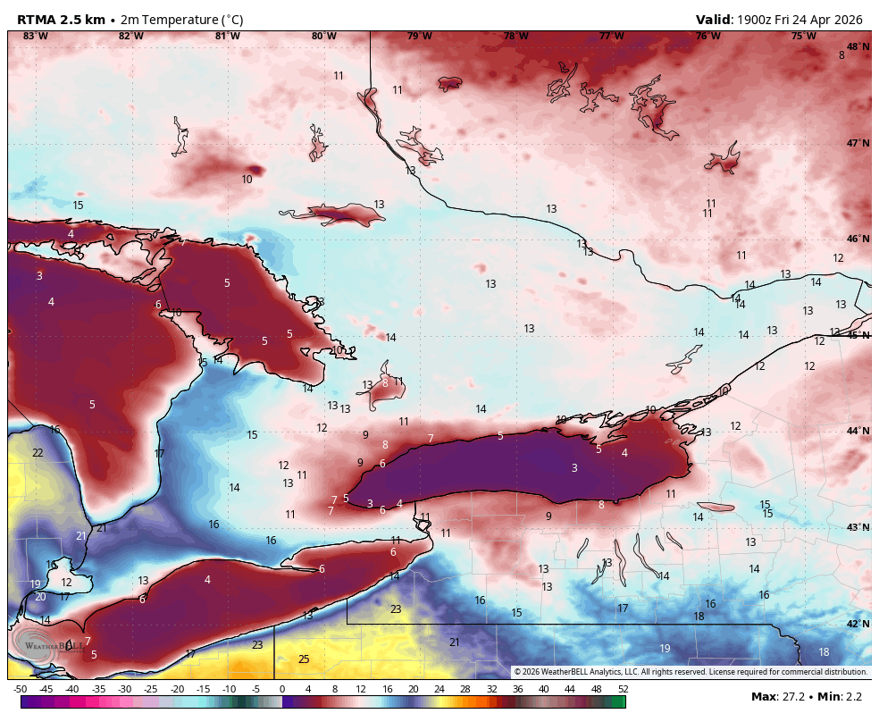 WxOntario1's tweet image. After some morning showers/ storms, it turned out to be a beauty of an afternoon across most of Southern #Ontario!

Temps in the low teens/ near 20C for most with mainly sunny skies for Eastern Ont, high clouds for SW Ont

Dreary spring weather for the #GTA with a raw SE wind off