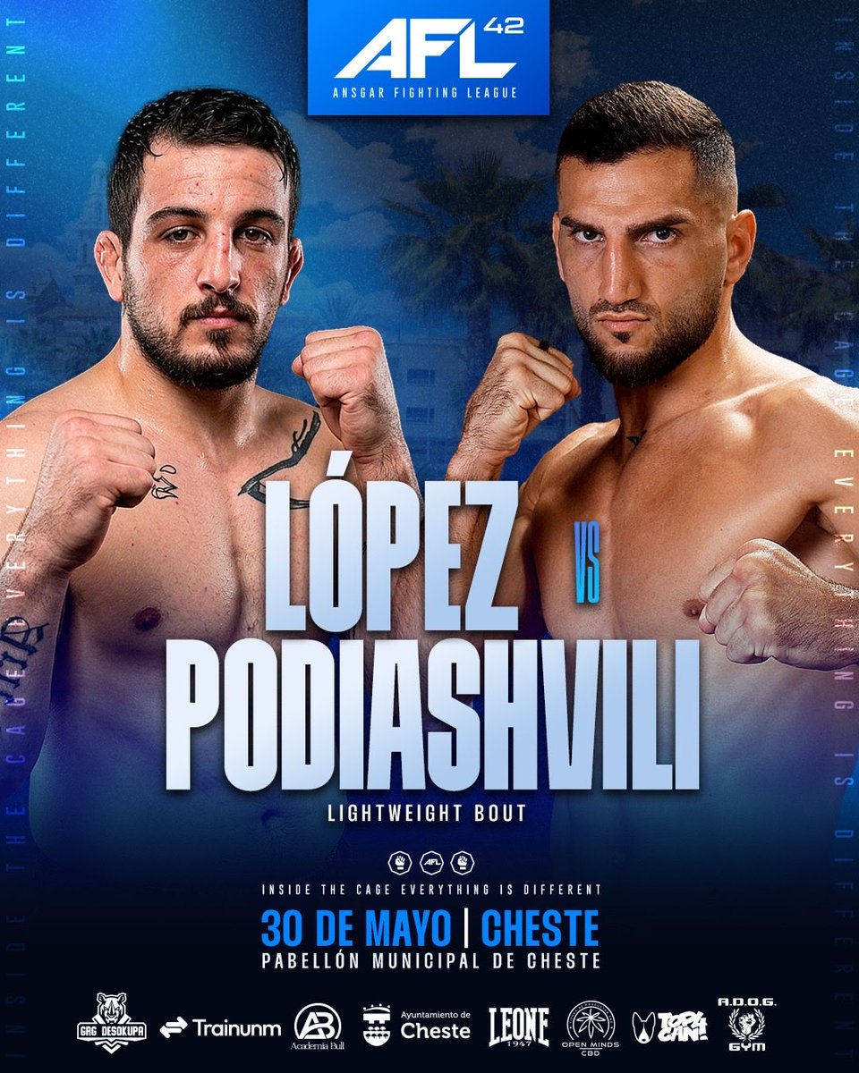 AFLMMASPAIN's tweet photo. Combatazo que se viene para Cheste.👀‼️ Miki quiere sumar su primera victoria en profesional y Gia no va a regalarle ni un asalto. La guerra está servida!

⏰ 30 de Mayo
🏟️ Pabellón Municipal - Cheste
🎫 https://t.co/woyiXULauu

#AFL42 #aflmma #aflcheste https://t.co/yIBHCzyoG1