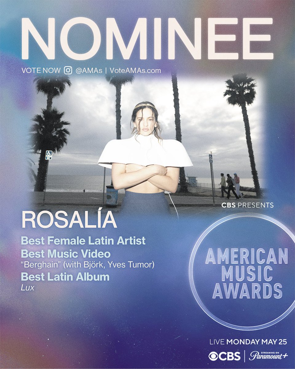 ATTN: ROSALÍA is nominated for 3 #AMAs 🔥 it's time to go vote → theamas.com/how-to-vote