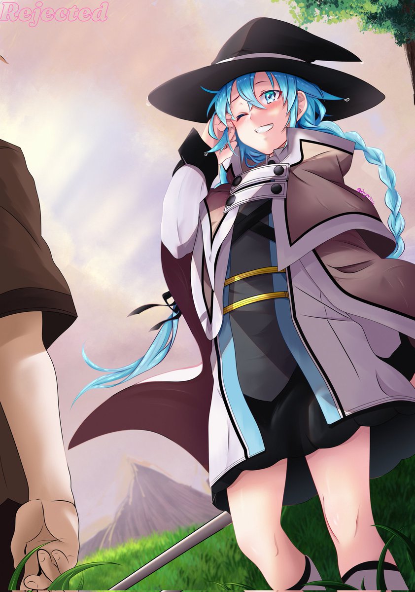 Rejected_z's tweet photo. Y como siempre~ la ilustración original, y esta vez, con mi coloreo sin filtro.

 Me faltaron algunos detalles de luz y de agua, pero ya ando exhausto como para meterme con eso, así que lo dejaré así. No creó que haya mucha diferencia... ¿verdad? https://t.co/4B98AMOHTT