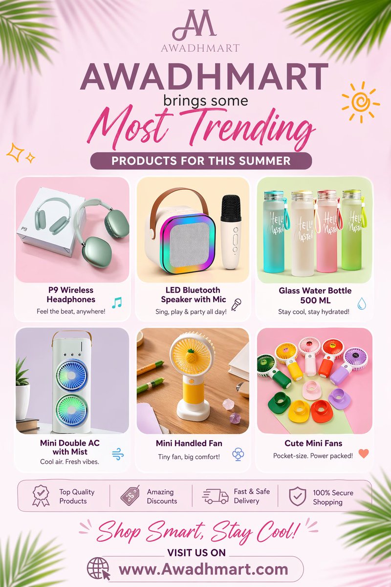 Ofc_Awadhmart's tweet image. 🔥 Summer just got cooler with AwadhMart! ☀️
Shop trending must-haves 🎧🔊💧❄️🌀
Fast delivery | Great deals

👉 AwadhMart.com
#SummerEssentials #TrendingNow #ShopSmart