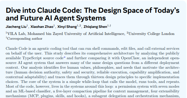Academics reverse-engineered Claude Code and published the design space ...