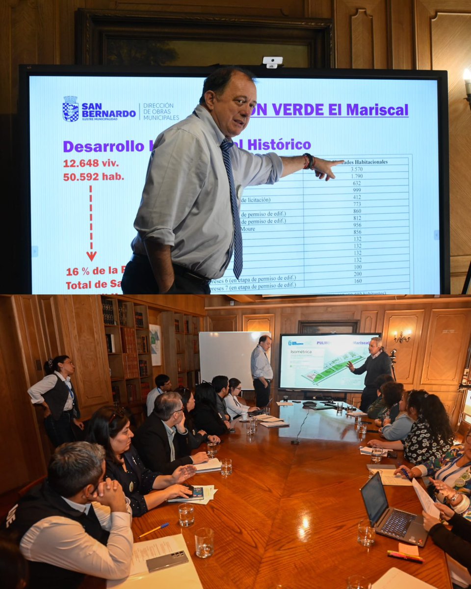Con el alcalde de San Bernardo, Christopher White, dirigentas y el equipo de Serviu, revisamos la continuidad del proyecto “Parque Pulmón Verde”. El alcalde y su equipo nos trajo una propuesta que contempla viviendas y distintas ideas para fortalecer esta iniciativa que busca